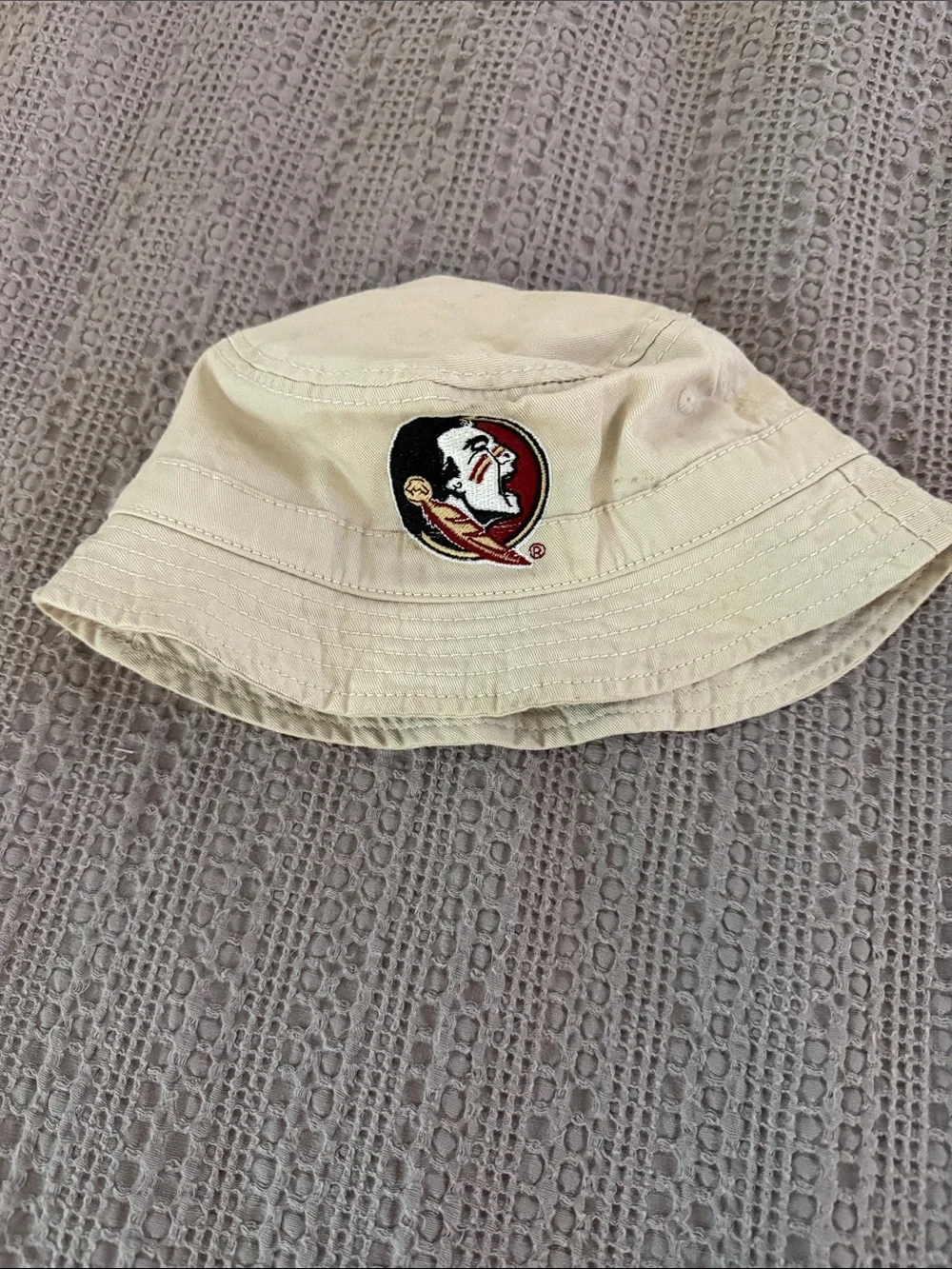 The Game Beige Bucket Hat with Embroidered Team Crest